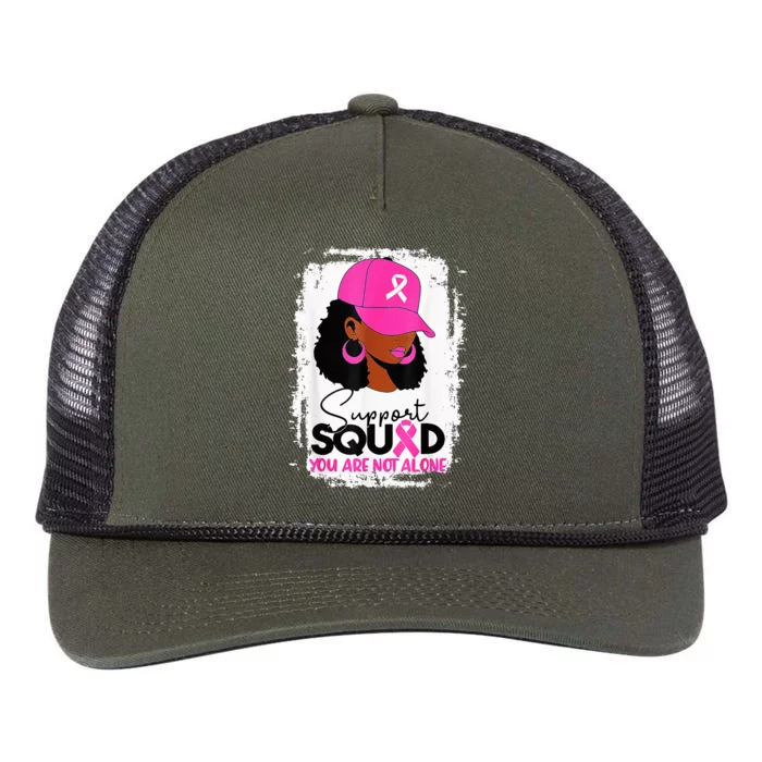 Support Squad You Are Not Alone Black Breast Cancer Retro Rope Trucker Hat Cap