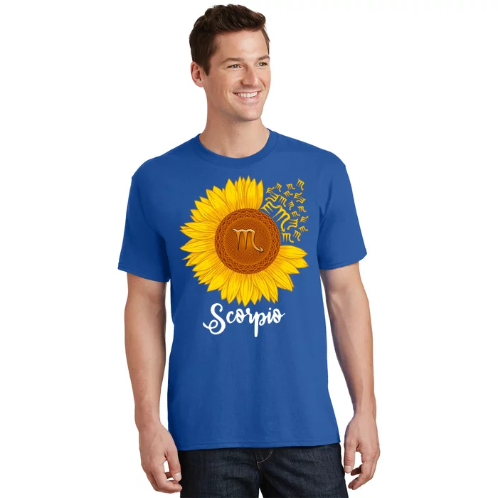 Scorpio Sunflower Zodiac Sign Floral Astrology Gift T-Shirt