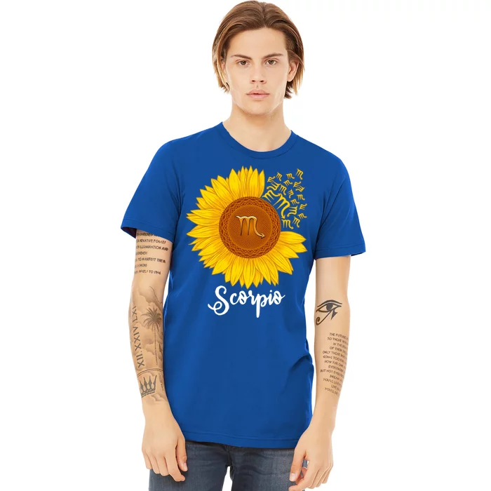 Scorpio Sunflower Zodiac Sign Floral Astrology Gift Premium T-Shirt