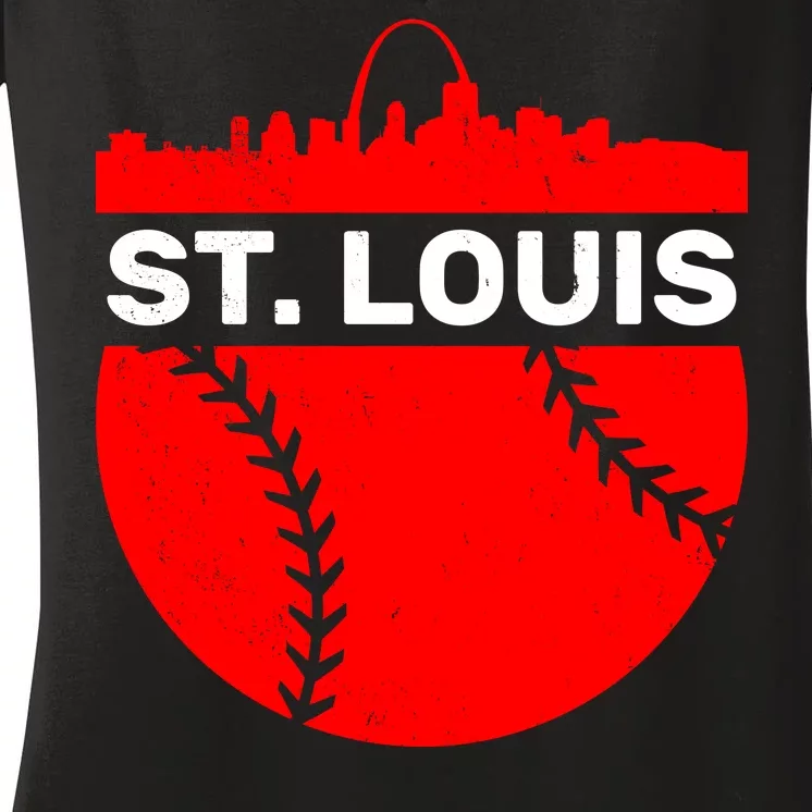 St. Louis Baseball Skyline City Women's V-Neck T-Shirt