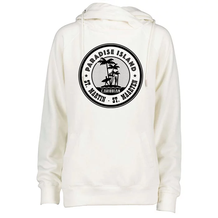 St. Martin Paradise Island Womens Funnel Neck Pullover Hood