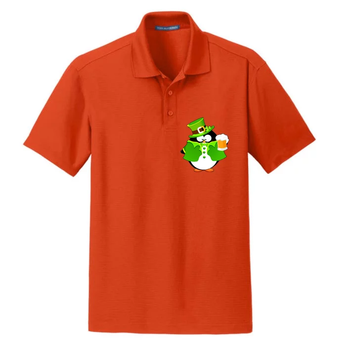 St. Patrack's Day Funny Penguin Drinking Beer Dry Zone Grid Performance Polo