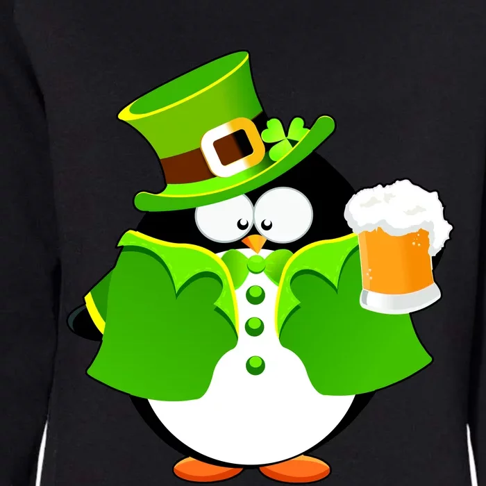 St. Patrack's Day Funny Penguin Drinking Beer Womens California Wash Sweatshirt