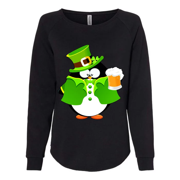 St. Patrack's Day Funny Penguin Drinking Beer Womens California Wash Sweatshirt