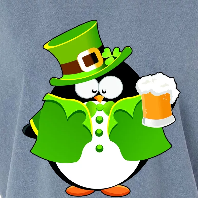 St. Patrack's Day Funny Penguin Drinking Beer Garment-Dyed Women's Muscle Tee