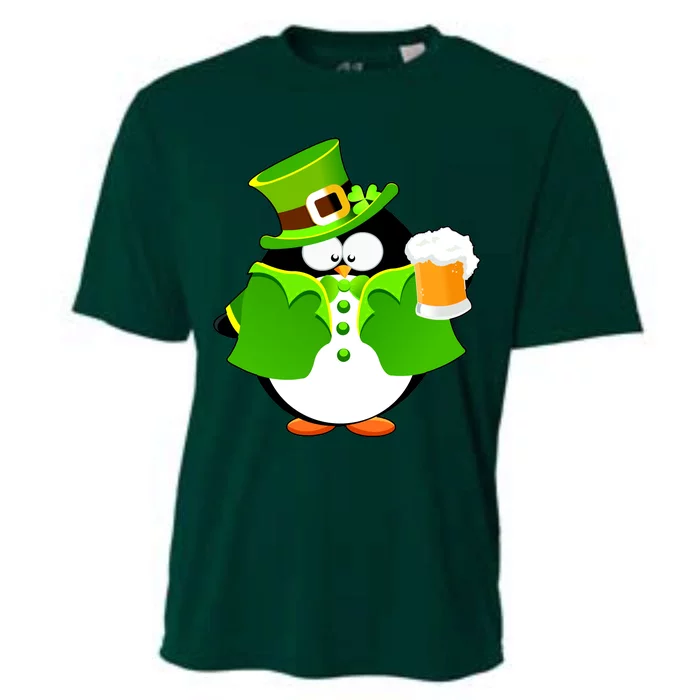 St. Patrack's Day Funny Penguin Drinking Beer Cooling Performance Crew T-Shirt