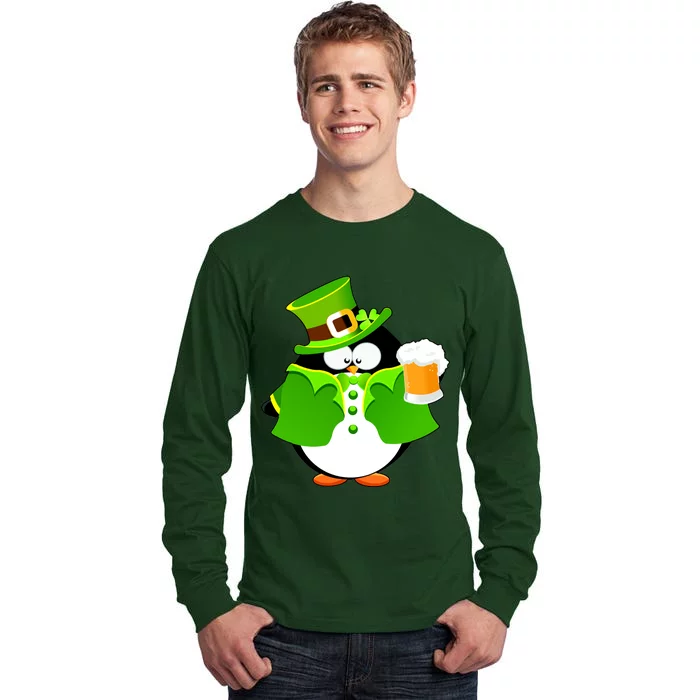 St. Patrack's Day Funny Penguin Drinking Beer Tall Long Sleeve T-Shirt