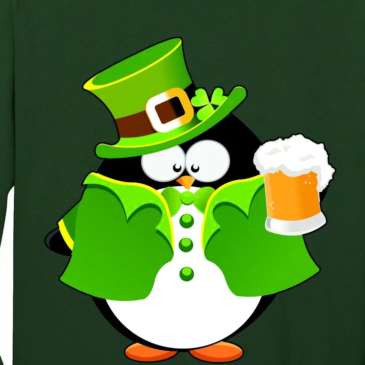 St. Patrack's Day Funny Penguin Drinking Beer Tall Long Sleeve T-Shirt