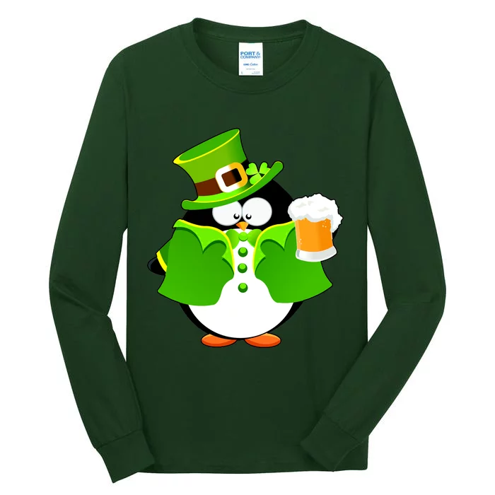 St. Patrack's Day Funny Penguin Drinking Beer Tall Long Sleeve T-Shirt