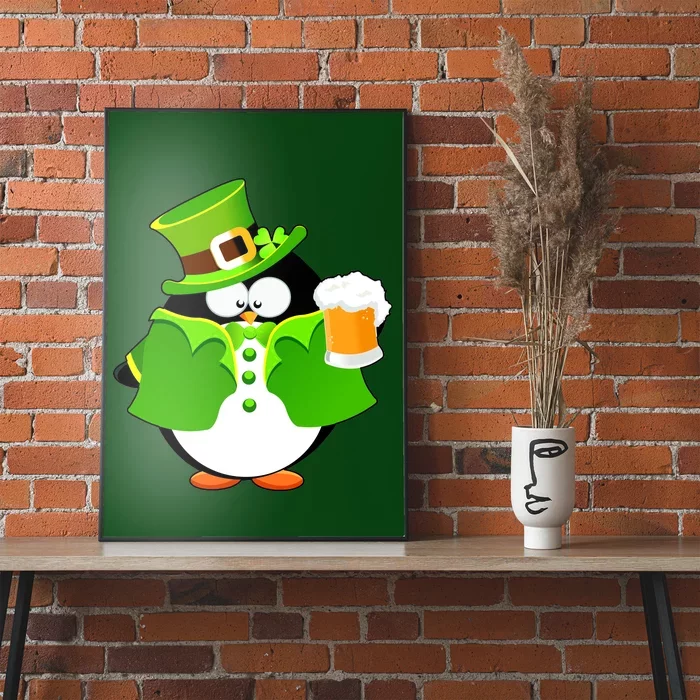 St. Patrack's Day Funny Penguin Drinking Beer Poster