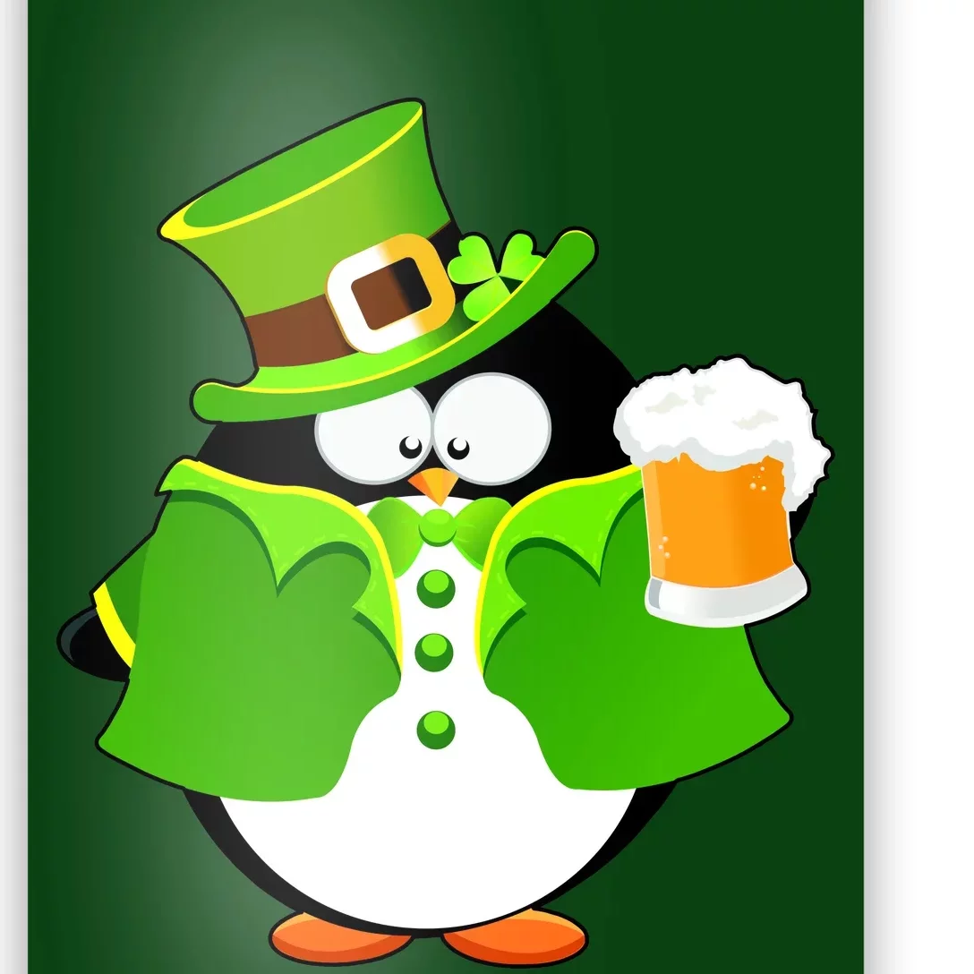 St. Patrack's Day Funny Penguin Drinking Beer Poster