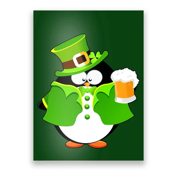 St. Patrack's Day Funny Penguin Drinking Beer Poster