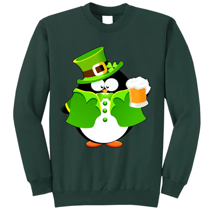 St. Patrack's Day Funny Penguin Drinking Beer Tall Sweatshirt