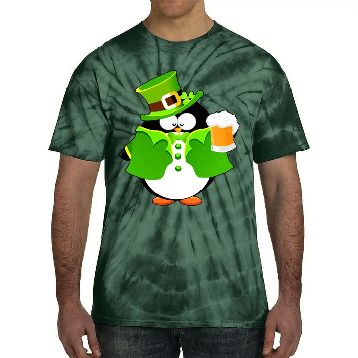 St. Patrack's Day Funny Penguin Drinking Beer Tie-Dye T-Shirt