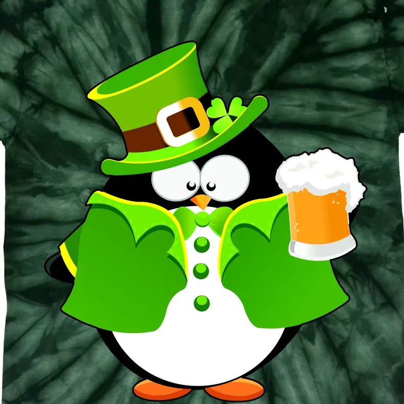 St. Patrack's Day Funny Penguin Drinking Beer Tie-Dye T-Shirt