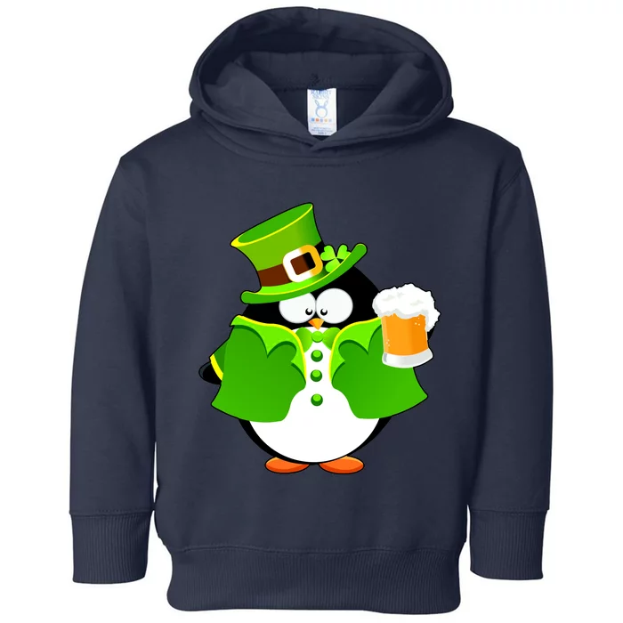 St. Patrack's Day Funny Penguin Drinking Beer Toddler Hoodie