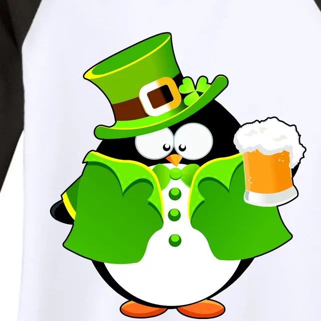 St. Patrack's Day Funny Penguin Drinking Beer Women's Tri-Blend 3/4-Sleeve Raglan Shirt