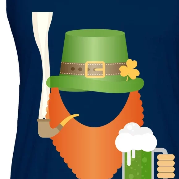 St. Patrack's Day Hipster Leprechaun Orange Beard Smoking Pipe Ladies Essential Flowy Tank