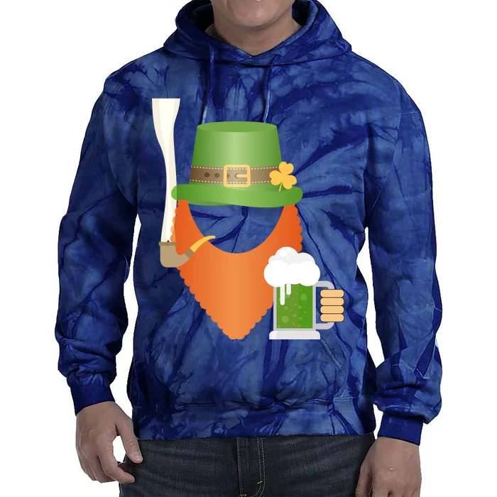 St. Patrack's Day Hipster Leprechaun Orange Beard Smoking Pipe Tie Dye Hoodie