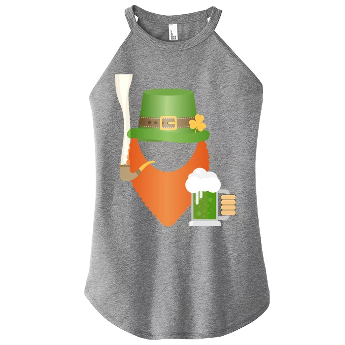 St. Patrack's Day Hipster Leprechaun Orange Beard Smoking Pipe Women’s Perfect Tri Rocker Tank