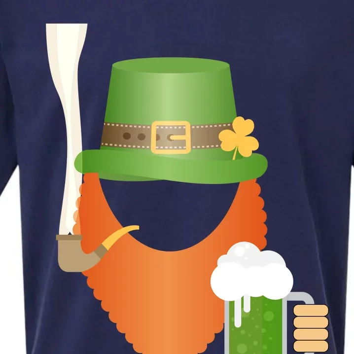 St. Patrack's Day Hipster Leprechaun Orange Beard Smoking Pipe Sueded Cloud Jersey T-Shirt