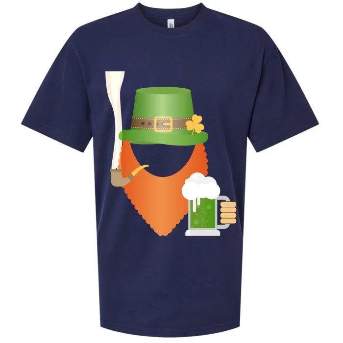 St. Patrack's Day Hipster Leprechaun Orange Beard Smoking Pipe Sueded Cloud Jersey T-Shirt