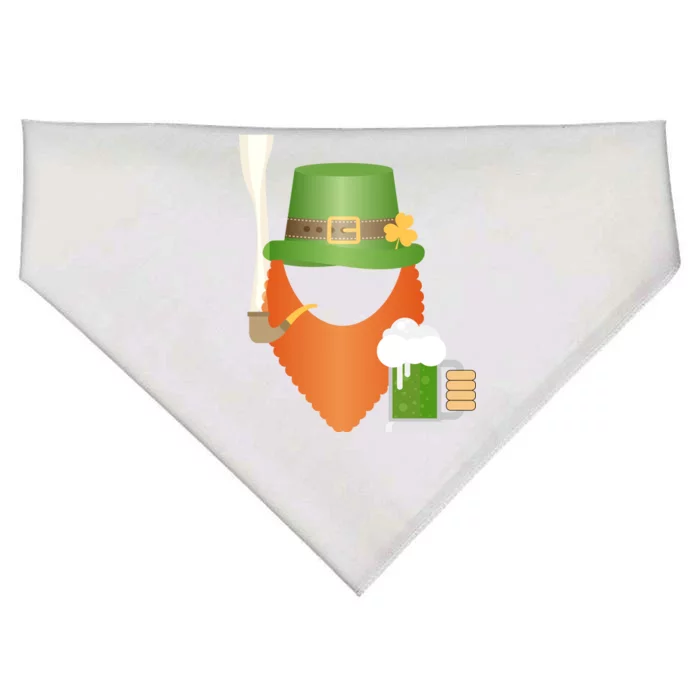 St. Patrack's Day Hipster Leprechaun Orange Beard Smoking Pipe USA-Made Doggie Bandana