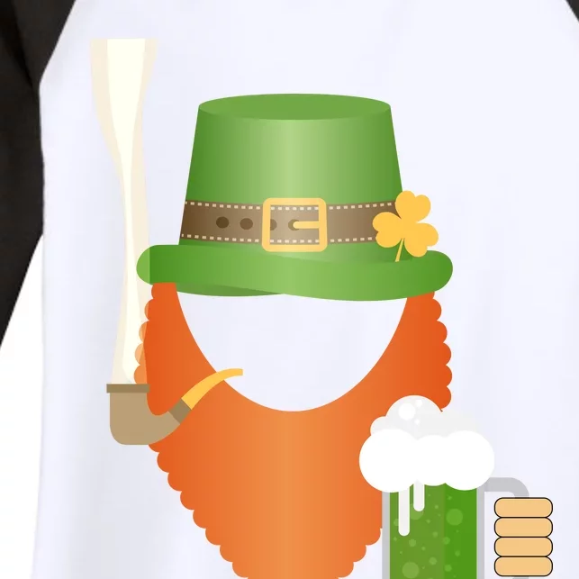 St. Patrack's Day Hipster Leprechaun Orange Beard Smoking Pipe Women's Tri-Blend 3/4-Sleeve Raglan Shirt