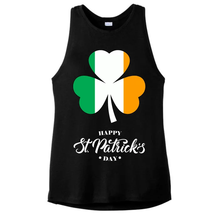 St. Patrick Day Irish Clover Flag Ladies Tri-Blend Wicking Tank