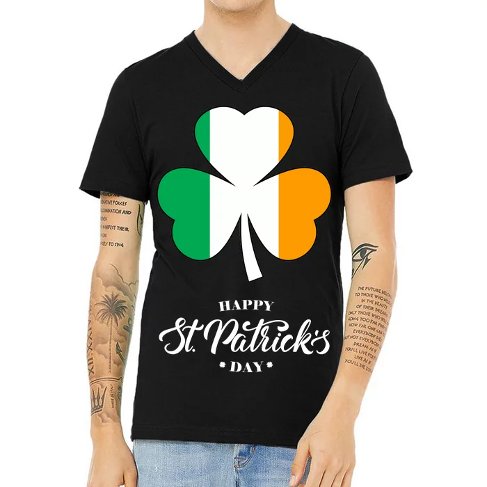 St. Patrick Day Irish Clover Flag V-Neck T-Shirt