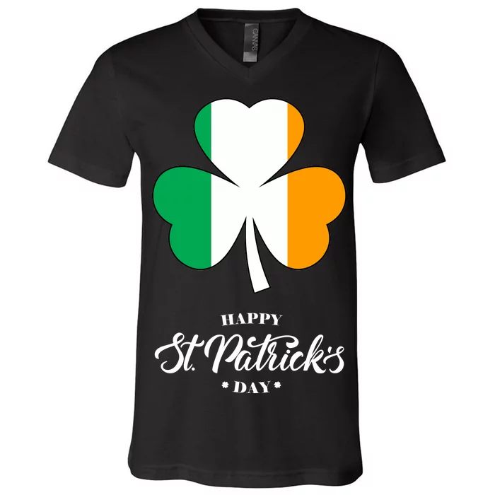 St. Patrick Day Irish Clover Flag V-Neck T-Shirt