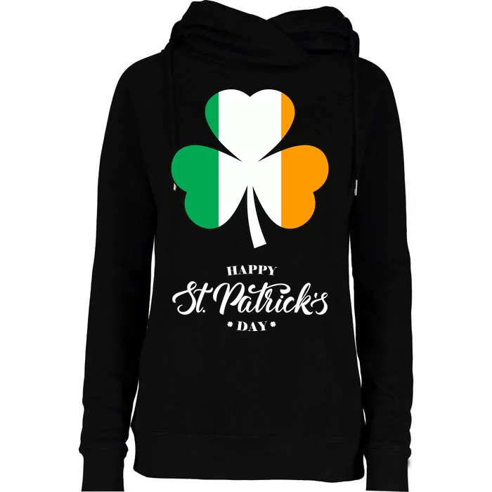 St. Patrick Day Irish Clover Flag Womens Funnel Neck Pullover Hood