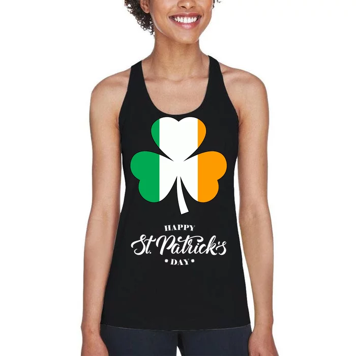 St. Patrick Day Irish Clover Flag Women's Racerback Tank