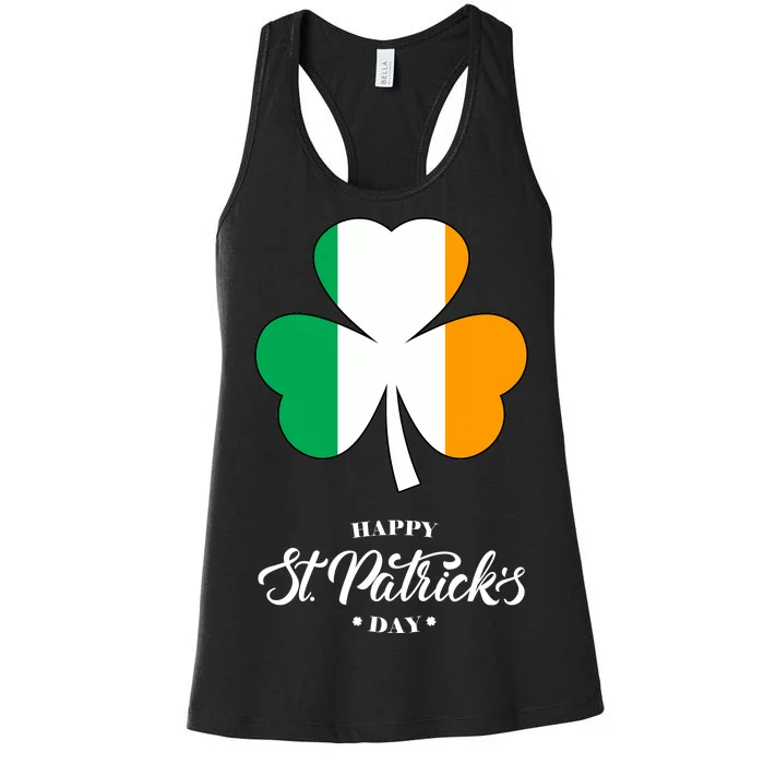 St. Patrick Day Irish Clover Flag Women's Racerback Tank