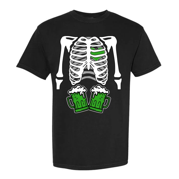 St. Patrick's Day Beer Rib Cage Skeleton Garment-Dyed Heavyweight T-Shirt