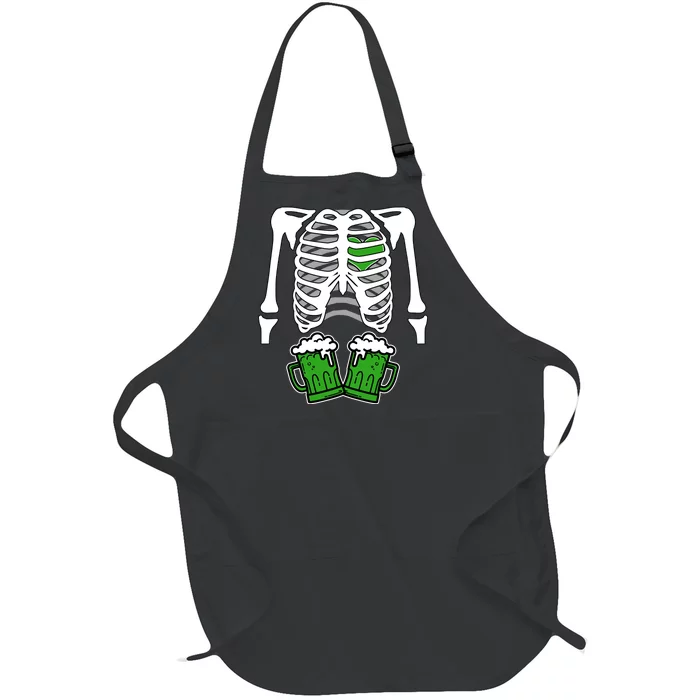 St. Patrick's Day Beer Rib Cage Skeleton Full-Length Apron With Pocket