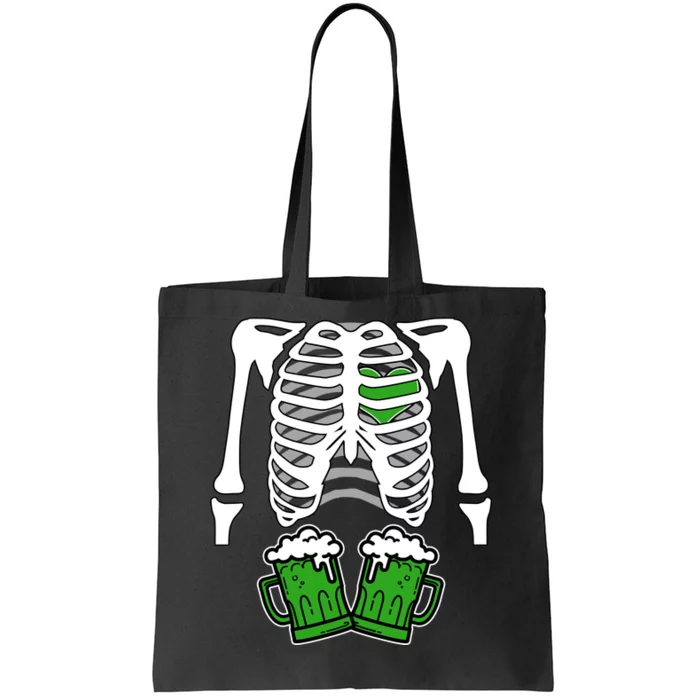 St. Patrick's Day Beer Rib Cage Skeleton Tote Bag