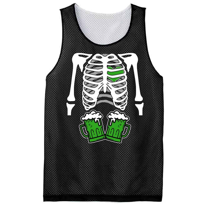 St. Patrick's Day Beer Rib Cage Skeleton Mesh Reversible Basketball Jersey Tank