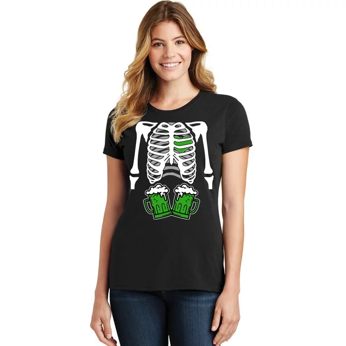 St. Patrick's Day Beer Rib Cage Skeleton Women's T-Shirt