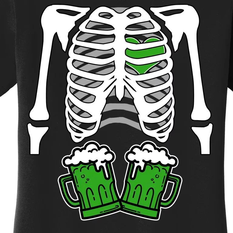 St. Patrick's Day Beer Rib Cage Skeleton Women's T-Shirt