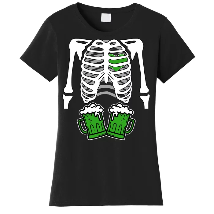 St. Patrick's Day Beer Rib Cage Skeleton Women's T-Shirt