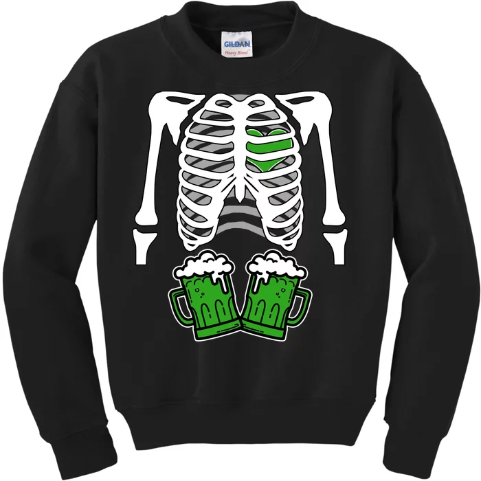 St. Patrick's Day Beer Rib Cage Skeleton Kids Sweatshirt