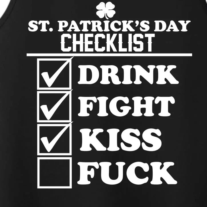 St. Patrick's Day Checklist (Dirty) Performance Tank