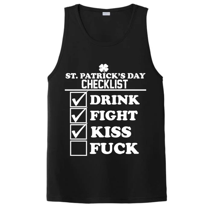 St. Patrick's Day Checklist (Dirty) Performance Tank