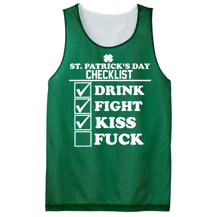 St. Patrick's Day Checklist (Dirty) Mesh Reversible Basketball Jersey Tank