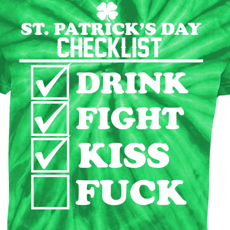 St. Patrick's Day Checklist (Dirty) Kids Tie-Dye T-Shirt