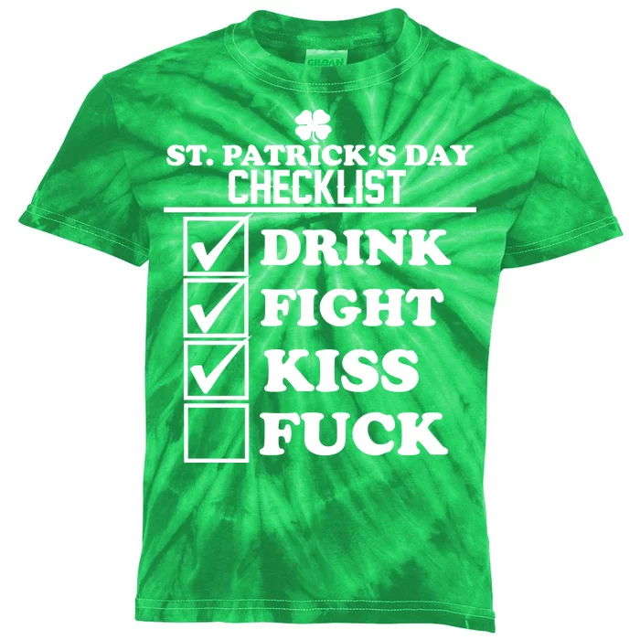 St. Patrick's Day Checklist (Dirty) Kids Tie-Dye T-Shirt