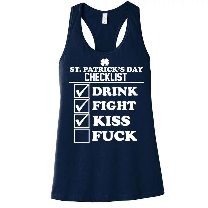 St. Patrick's Day Checklist (Dirty) Women's Racerback Tank