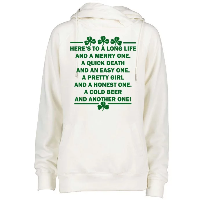 St. Patrick's Day Cold Beer Toast Womens Funnel Neck Pullover Hood