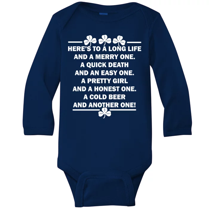 St. Patrick's Day Cold Beer Toast Baby Long Sleeve Bodysuit